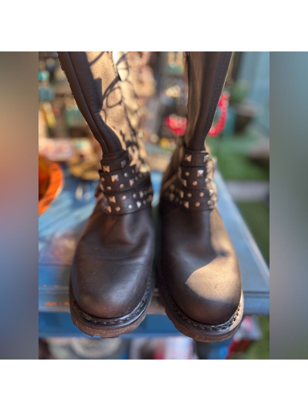 Harley-Davidson Women’s Leather Studded Motorcycle Boots • Size 9M • Biker Punk - Picture 6 of 16